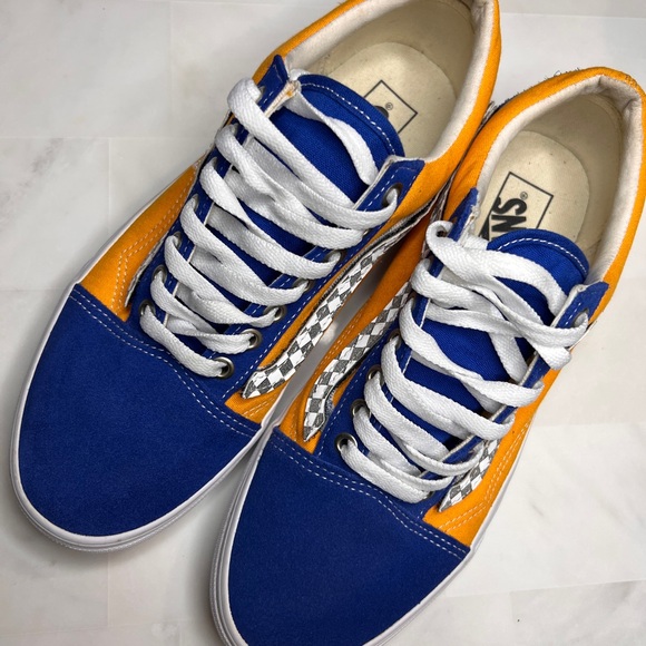 Vans Other - Vans Old School Low Velcro Checkerboard Blue Yellow